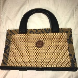 Vintage Wooden & Woven Clutch Purse